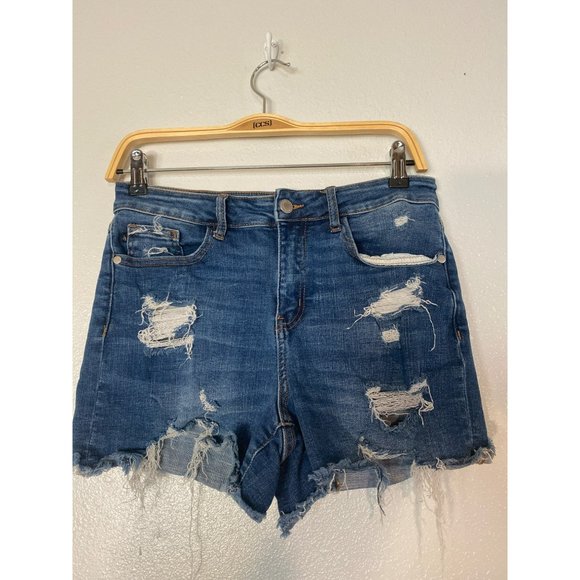 Judy Blue Pants - Judy Blue Los Angeles Size L Distressed Ripped Frayed Hem Jean Shorts